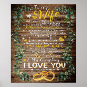 Poster Citation D'Amour Pour La Femme Cadeau familial m