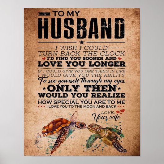 Poster Citation D'Amour Pour L'Idée Cadeau Du Mari, Anniv (Devant)