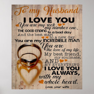 Poster Citation d'amour pour mari   Cadeau mignon pour pe