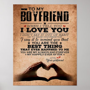 Poster Citation D'Amour Pour Petit Ami, Mari Amour Annive