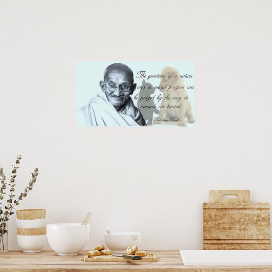 Poster Citation d'animal de Gandhi (Cuisine)