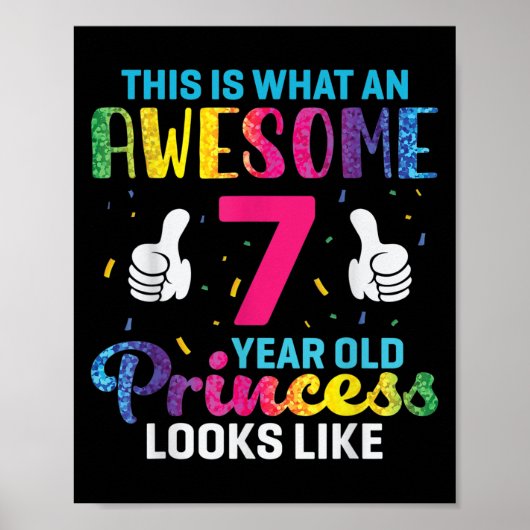 Poster Citation d'anniversaire de la princesse de 7 ans 7 (Devant)