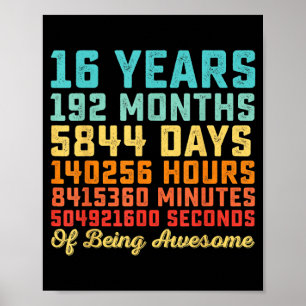 Poster Citation d'anniversaire drôle de 16 ans B-Day Math