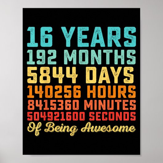 Poster Citation d'anniversaire drôle de 16 ans B-Day Math (Devant)