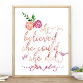 Poster Citation D'Aquarelle, Elle Croyait Qu'Elle Le Pouv