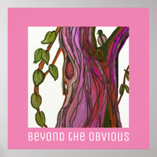 Poster Citation d'arbre et d'oiseau violet et vert sur bl