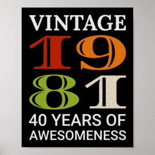 Poster Citation de 40e anniversaire Vintage 1981 Idée Cad
