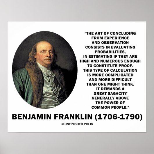Poster Citation de Benjamin Franklin évaluant les probabi (Devant)