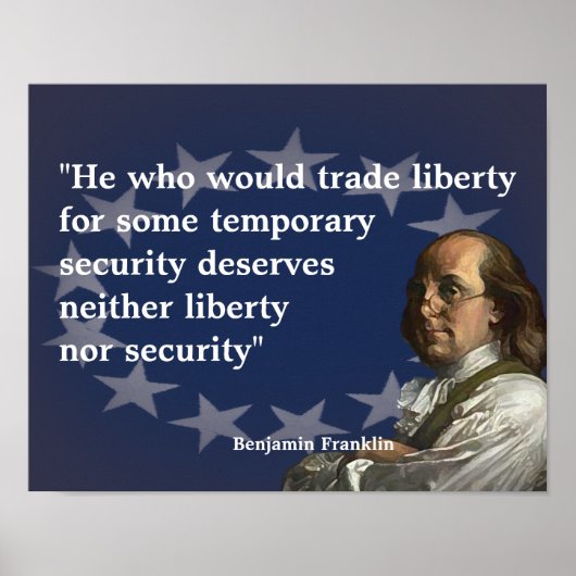 Poster Citation de Benjamin Franklin sur la liberté (Devant)