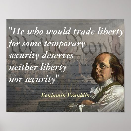 Poster Citation de Benjamin Franklin sur la liberté (Devant)