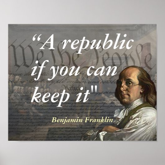 Poster Citation De Benjamin Franklin Sur Une République (Devant)