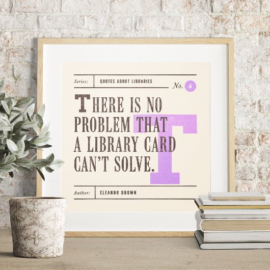 Poster Citation de bibliothèque classique par Eleanor Bro