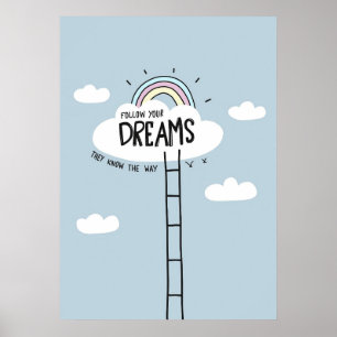 Poster Citation de bonheur Suivez votre rêve Ciel