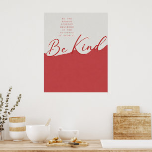 Poster Citation de bonté beige et rouge – Mur minimaliste