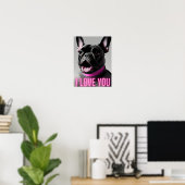 Poster Citation de Bulldog français mignon Je T'AIME Wall (Bureau à domicile)