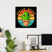 Poster Citation de cactus mignon kawaii drôle (Bureau à domicile)