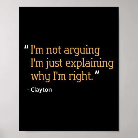 Poster Citation de cadeau Clayton drôle d'anniversaire pe (Devant)