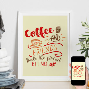 Poster Citation de Café et Amis en Typographie d'Art de B