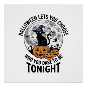 Poster Citation de chat Halloween Citrouille Sombre Sorci