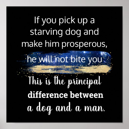 Poster Citation de chien affamé par Mark Twain (Devant)