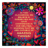 Poster Citation de classe Inspiration Soleil Floral (Devant)