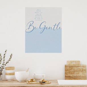 Poster Citation de compassion envers soi-même Bleu doux –