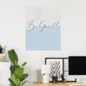 Poster Citation de compassion envers soi-même Bleu doux – (Bureau à domicile)