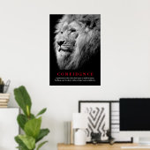 Poster Citation de confiance motivationnelle du lion noir (Bureau à domicile)