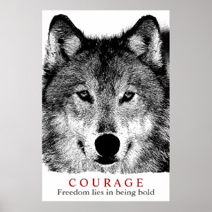 Poster Citation de courage motivationnel Wolf