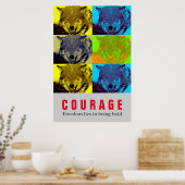 Poster Citation de courage motivationnel Wolf Pop Art (Cuisine)