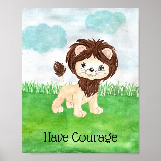 Poster Citation de courage pour la nurserie de bébé lion  (Devant)