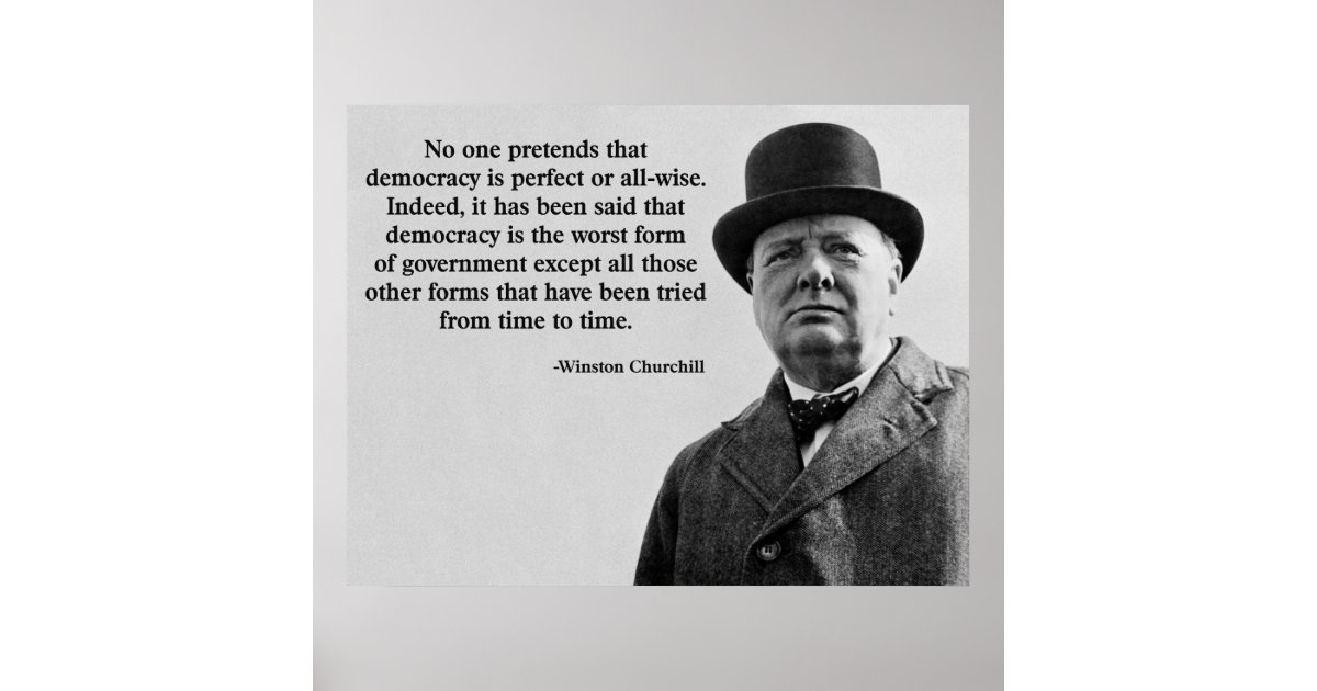 Poster Citation De Democratie De Winston Churchill Zazzle Be