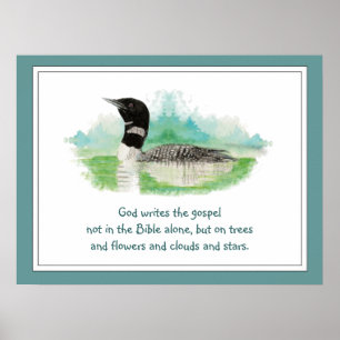 Poster Citation de Dieu et de la nature, Aquarelle Loon W