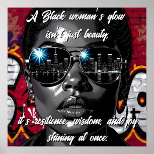 Poster Citation de femmes noires Toit de la ville en lu