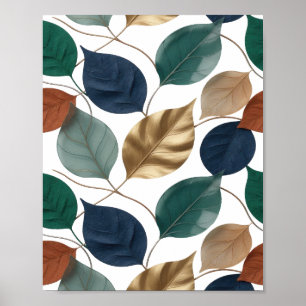 Poster Citation de feuilles d'AUTOMNE en argent pur Desig