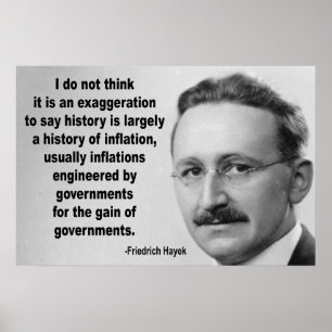 Poster Citation de Friedrich Hayek sur l'inflation