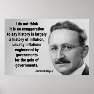 Poster Citation de Friedrich Hayek sur l'inflation