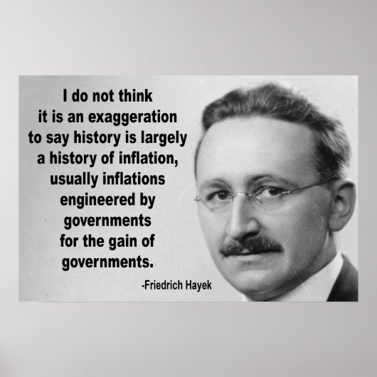 Poster Citation de Friedrich Hayek sur l'inflation (Devant)