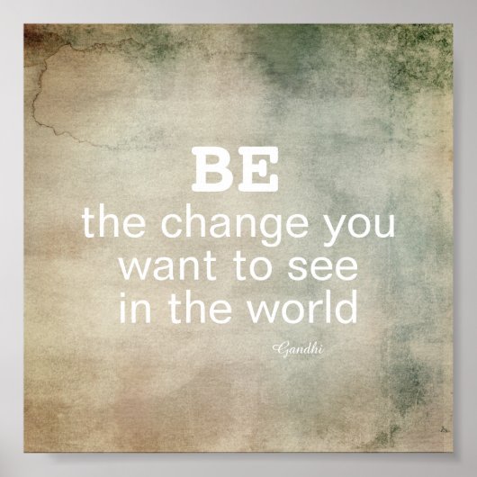 Poster Citation de Gandhi Be the change motivationposter (Devant)