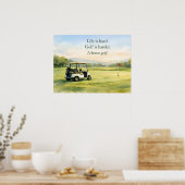 Poster Citation de golf avec chariot de golf sur le vert (Cuisine)