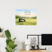 Poster Citation de golf avec chariot de golf sur le vert (Bureau à domicile)
