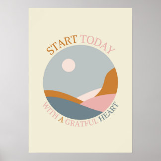 Poster Citation de gratitude boho – Commencez aujourd'hui