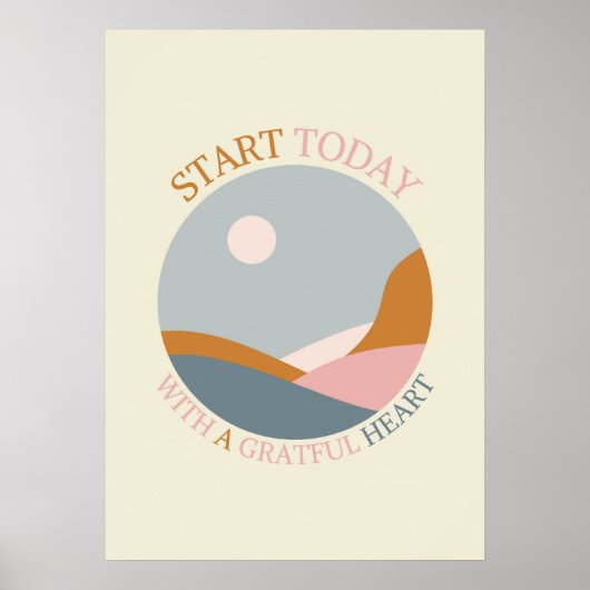 Poster Citation de gratitude boho – Commencez aujourd'hui (Devant)