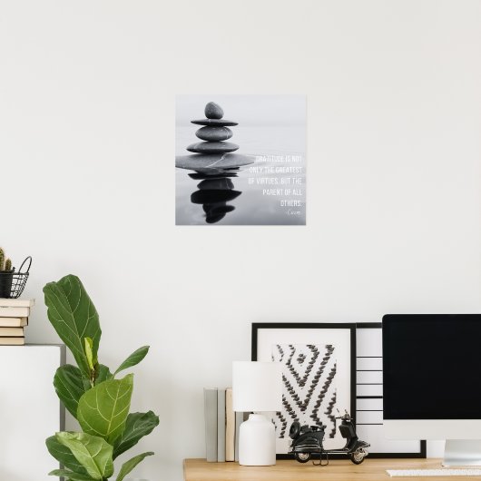 Poster Citation de gratitude équilibre de pierre (Bureau à domicile)
