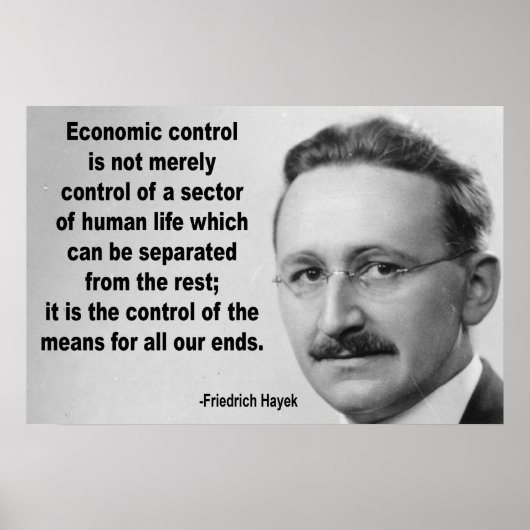 Poster Citation de Hayek Economic Control (Devant)