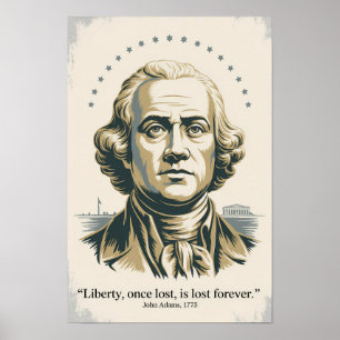 Poster Citation de John Adams Deuxième Président Illustra