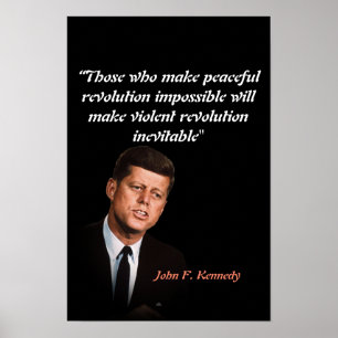 Poster Citation de John F. Kennedy sur la révolution paci