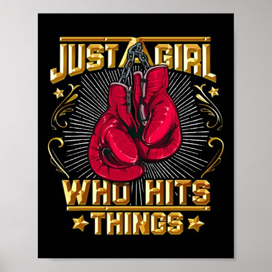 Poster Citation de kickboxing boxe thaï juste une fille q (Devant)