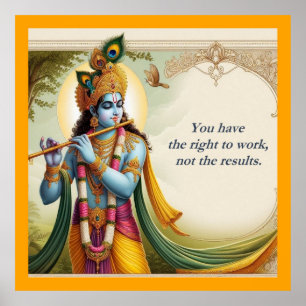 Poster Citation de Krishna Gita Art : Motivation spiritue