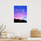 Poster Citation de la Bible Amour de Dieu pourpre (Cuisine)